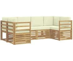 Sekcijos sofų komplektas 6 pcs Balta ir kreminė Poliesteris