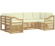 Sekcijos sofų komplektas 6 pcs Balta ir kreminė Poliesteris
