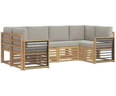 Sekcijos sofų komplektas 6 pcs Balta ir šviesiai pilka