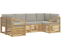 Sekcijos sofų komplektas 6 pcs Balta ir šviesiai pilka