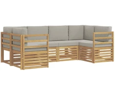 Sekcijos sofų komplektas 6 pcs Balta ir šviesiai pilka