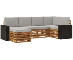 Sekcijos sofų komplektas 6 pcs Natūrali ir šviesiai pilka