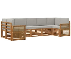 Sekcijos sofų komplektas 6 pcs Natūrali ir šviesiai pilka