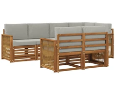 Sekcijos sofų komplektas 6 pcs Natūrali ir šviesiai pilka