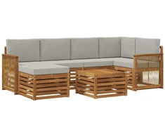 Sekcijos sofų komplektas 6 pcs Natūrali ir šviesiai pilka