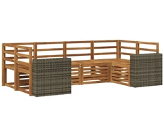 Sekcijos sofų komplektas 6 pcs Natūrali Kietos akacijos mediena