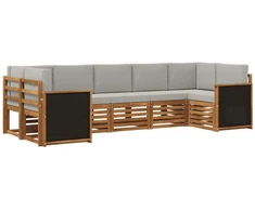 Sekcijos sofų komplektas 6 pcs Natūrali ir šviesiai pilka