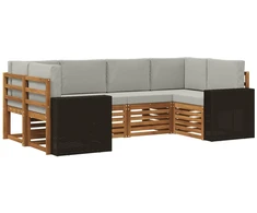 Sekcijos sofų komplektas 6 pcs Natūrali ir šviesiai pilka