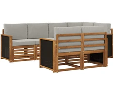 Sekcijos sofų komplektas 6 pcs Natūrali ir šviesiai pilka