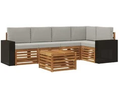 Sekcijos sofų komplektas 6 pcs Natūrali ir šviesiai pilka