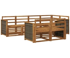 Sekcijos sofų komplektas 6 pcs Natūrali Kietos akacijos mediena