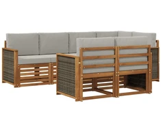 Sekcijos sofų komplektas 6 pcs Natūrali ir šviesiai pilka