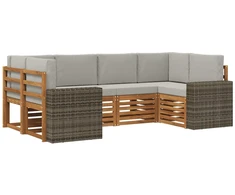 Sekcijos sofų komplektas 6 pcs Natūrali ir šviesiai pilka