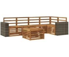 Sekcijos sofų komplektas 6 pcs Natūrali Kietos akacijos mediena