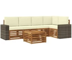 Sekcijos sofų komplektas 6 pcs Natūralus ir grietinėlė