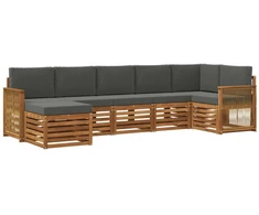 Sekcijos sofų komplektas 6 pcs Natūralus ir antracitas