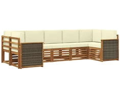 Sekcijos sofų komplektas 6 pcs Natūralus ir grietinėlė