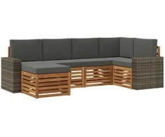 Sekcijos sofų komplektas 6 pcs Natūralus ir antracitas