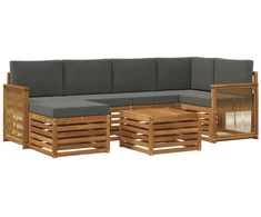 Sekcijos sofų komplektas 6 pcs Natūralus ir antracitas