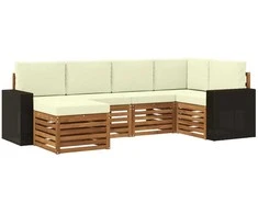 Sekcijos sofų komplektas 6 pcs Natūralus ir grietinėlė