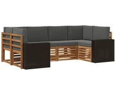 Sekcijos sofų komplektas 6 pcs Natūralus ir antracitas