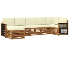 Sekcijos sofų komplektas 6 pcs Natūralus ir grietinėlė