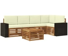 Sekcijos sofų komplektas 6 pcs Natūralus ir grietinėlė