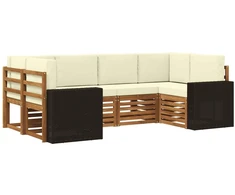 Sekcijos sofų komplektas 6 pcs Natūralus ir grietinėlė