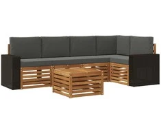 Sekcijos sofų komplektas 6 pcs Natūralus ir antracitas