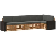 Sekcijos sofų komplektas 6 pcs Natūralus ir antracitas