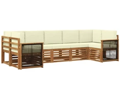 Sekcijos sofų komplektas 6 pcs Natūralus ir grietinėlė