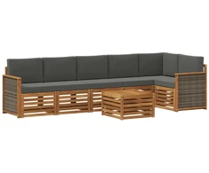 Sekcijos sofų komplektas 6 pcs Natūralus ir antracitas