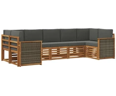 Sekcijos sofų komplektas 6 pcs Natūralus ir antracitas