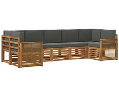 Sekcijos sofų komplektas 6 pcs Natūralus ir antracitas