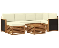 Sekcijos sofų komplektas 6 pcs Natūralus ir grietinėlė