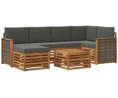 Sekcijos sofų komplektas 6 pcs Natūralus ir antracitas