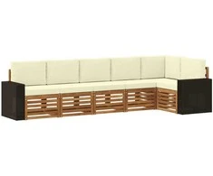 Sekcijos sofų komplektas 6 pcs Natūralus ir grietinėlė