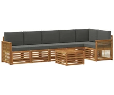 Sekcijos sofų komplektas 6 pcs Natūralus ir antracitas