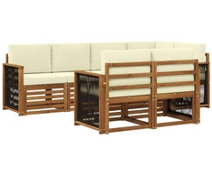 Sekcijos sofų komplektas 6 pcs Natūralus ir grietinėlė