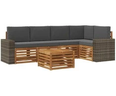 Sekcijos sofų komplektas 6 pcs Natūralus ir antracitas