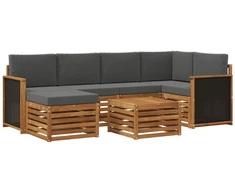 Sekcijos sofų komplektas 6 pcs Natūralus ir antracitas