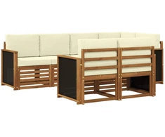 Sekcijos sofų komplektas 6 pcs Natūralus ir grietinėlė