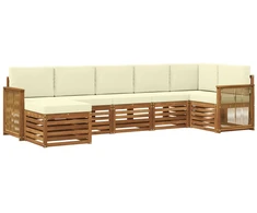 Sekcijos sofų komplektas 6 pcs Natūralus ir grietinėlė