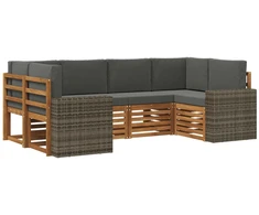 Sekcijos sofų komplektas 6 pcs Natūralus ir antracitas