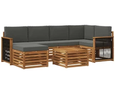 Sekcijos sofų komplektas 6 pcs Natūralus ir antracitas