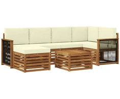 Sekcijos sofų komplektas 6 pcs Natūralus ir grietinėlė