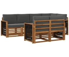 Sekcijos sofų komplektas 6 pcs Natūralus ir antracitas