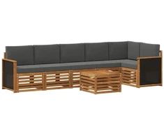 Sekcijos sofų komplektas 6 pcs Natūralus ir antracitas
