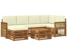 Sekcijos sofų komplektas 6 pcs Natūralus ir grietinėlė
