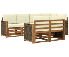 Sekcijos sofų komplektas 6 pcs Natūralus ir grietinėlė